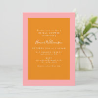 Fête des mariées géométrique moderne rose et orang