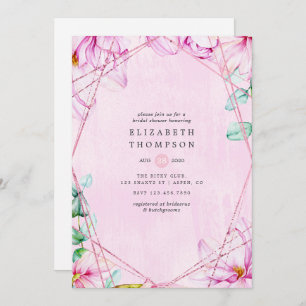 Invitation Fête des mariées géométrique rose Gold & Pink Magn