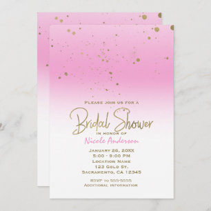 Invitation Fête des mariées Glam moderne rose & or Élégant