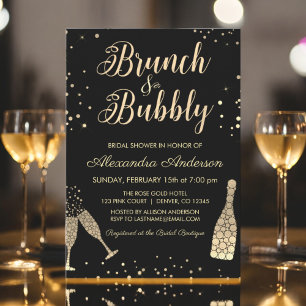 Invitation Fête des mariées Gold Brunch & Bubbly