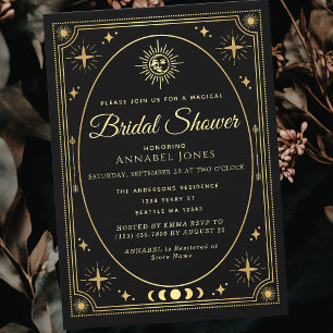 Invitation Fête des mariées Gold Celestie Black Tarot Card