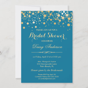 Invitation Fête des mariées - Gold Confetti Dots Royal Blue