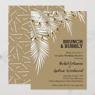 Invitation Fête des mariées Gold et Black Palms