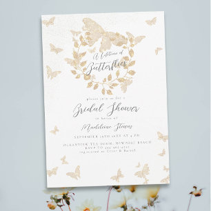 Invitation Fête des mariées Gold Eucalyptus aux papillons de 