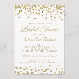 Invitation Fête des mariées Gold Faux Parties scintillant Con
