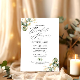 Invitation Fête des mariées Gold Greenery