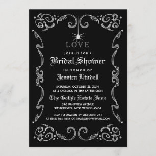 Invitation Fête des mariées gothique Mariage d'Halloween noir