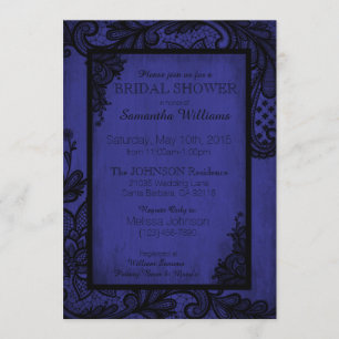Invitation Fête des mariées gothique Royal Blue et Black Lace