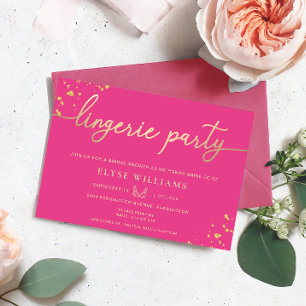 Invitation Fête des mariées Hot Pink Gold Lingerie Party