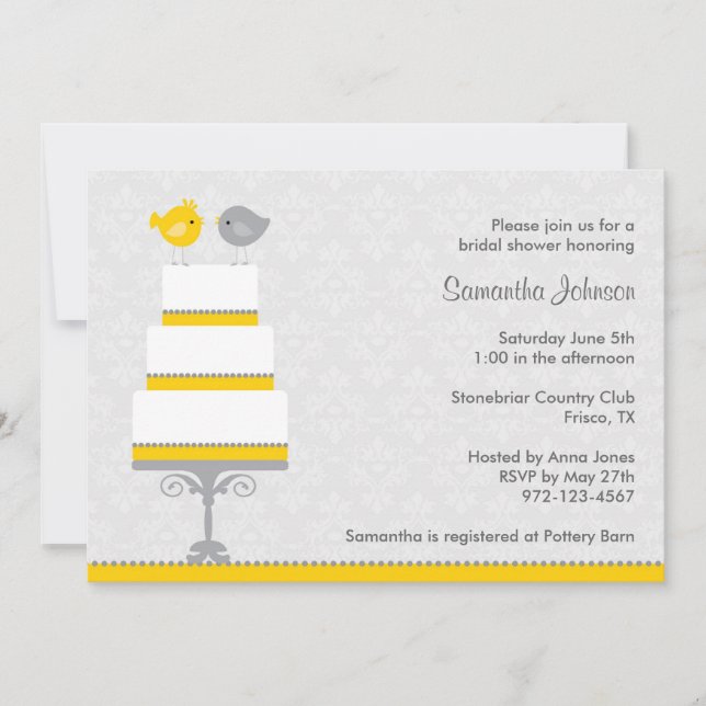 Invitation Fête des mariées Inséparables Jaune et  (Devant)