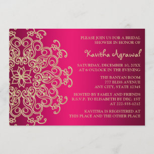 Invitation Fête des mariées inspirée par Hot Rose et Gold Ind