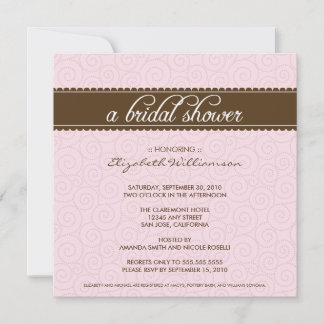 Invitation Fête des mariées intemporel (rose/choco