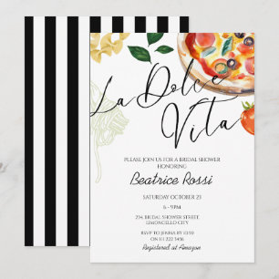 Invitation Fête des mariées italienne La Dolce Vita Pizza Pas