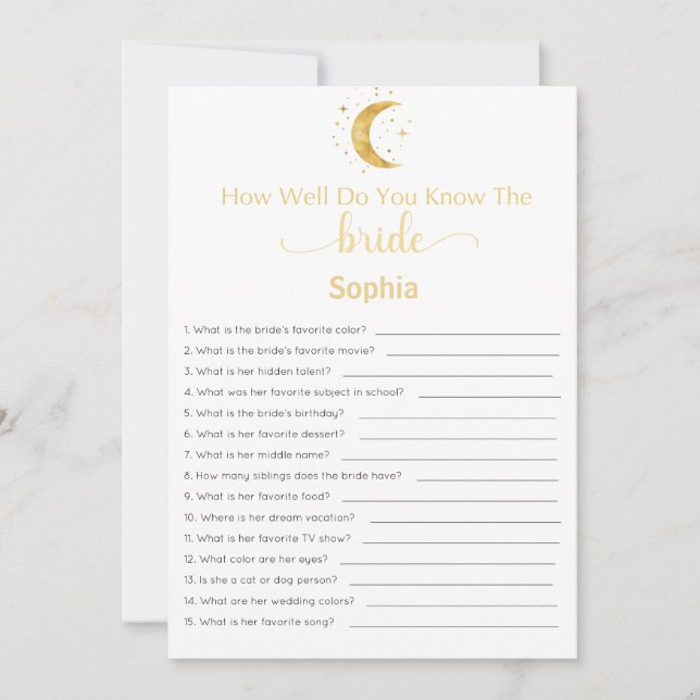 Invitation Fête des mariées Jeu À Quel Point Connaissez-Vous  (Devant)