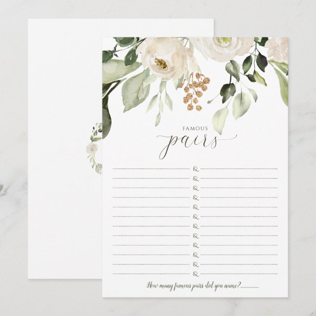 Invitation Fête des mariées Jeu Couples célèbres - Fameux pai (Devant / Derrière)