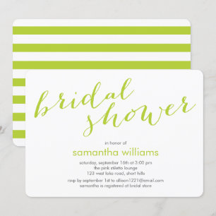 Invitation Fête des mariées Kiwi Green Stripes