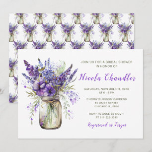 Invitation Fête des mariées Lavender Mason Jar