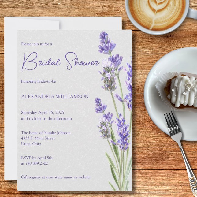 Invitation Fête des mariées Lavender Sprigs simple (Créateur téléchargé)