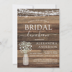 Invitation Fête des mariées Luncheon Rustic String Lumières