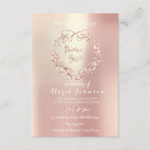 Invitation Fête des mariées Lux Floral Wreath Pearl Rose rose