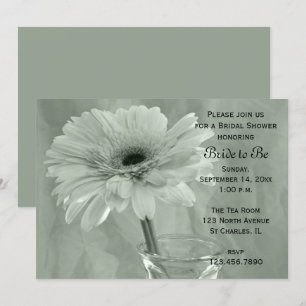 Invitation Fête des mariées marguerite teintée vert pâle