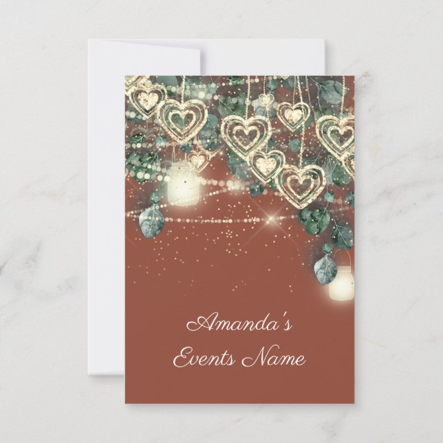 Invitation Fête des mariées mariage Coral Green Sweet 16e (Dos)