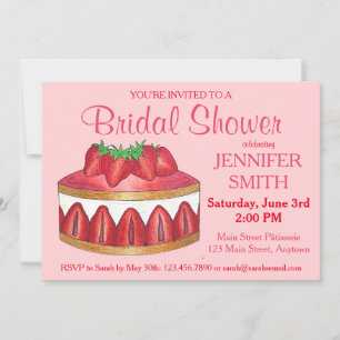 Invitation Fête des mariées Mariage de gâteau fraise Fraisier