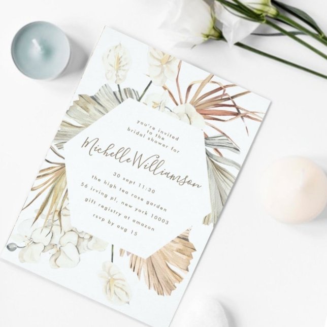 Invitation Fête des mariées Mariage du désert de Pampas Boho (Créateur téléchargé)