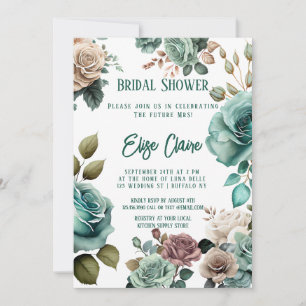 Invitation Fête des mariées Mariage Emerald Green Peony