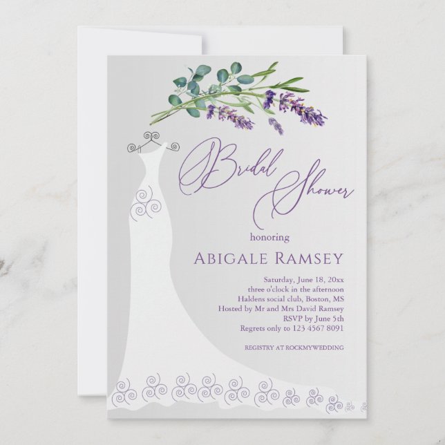 Invitation Fête des mariées mariage Lavande Eucalyptus (Devant)