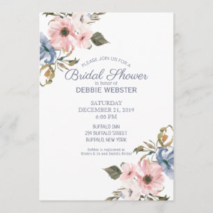 Invitation Fête des mariées Mariage Pastel Blue Pink violet