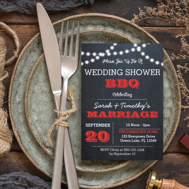 Invitation Fête des mariées Mariage rouge des feux de tableau (Créateur téléchargé)