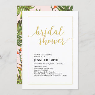 Invitation Fête des mariées Mariage Tropical Or moderne simpl