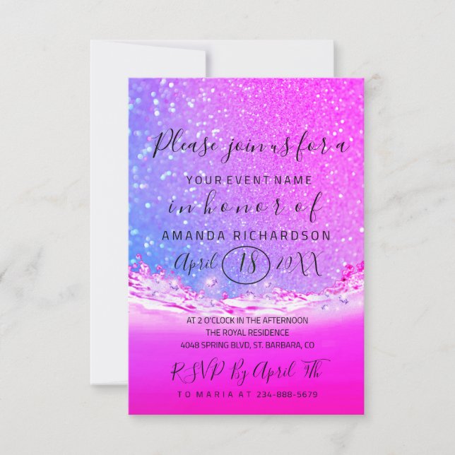 Invitation Fête des mariées Mariage Waves Ombre Fuchsia rose (Devant)
