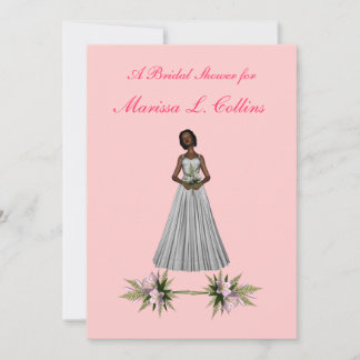 Invitation "Fête des mariées" Mariée afro-amer [1] avec Flo r