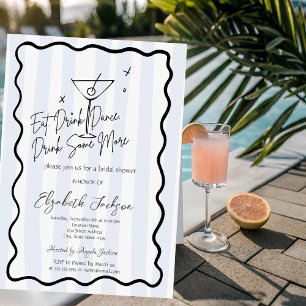 Invitation Fête des mariées Martini Bleu Martini à la main