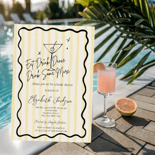 Invitation Fête des mariées Martini Jaune à la main