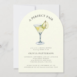 Invitation Fête des mariées Martini Pear Watercolor moderne