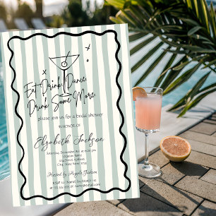 Invitation Fête des mariées Martini vert Martini à la main