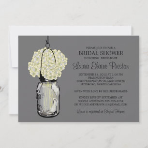 Invitation Fête des mariées Mason Jar Hydrangeas