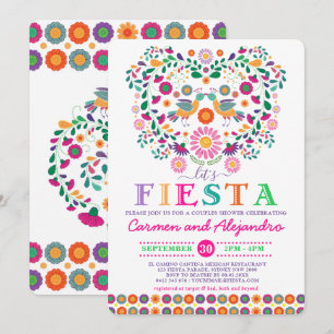 Invitation Fête des mariées mexicaine Fiesta Floral Couples