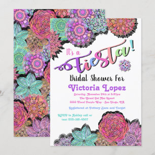 Invitation Fête des mariées mexicaine Fiesta Floral Mandala