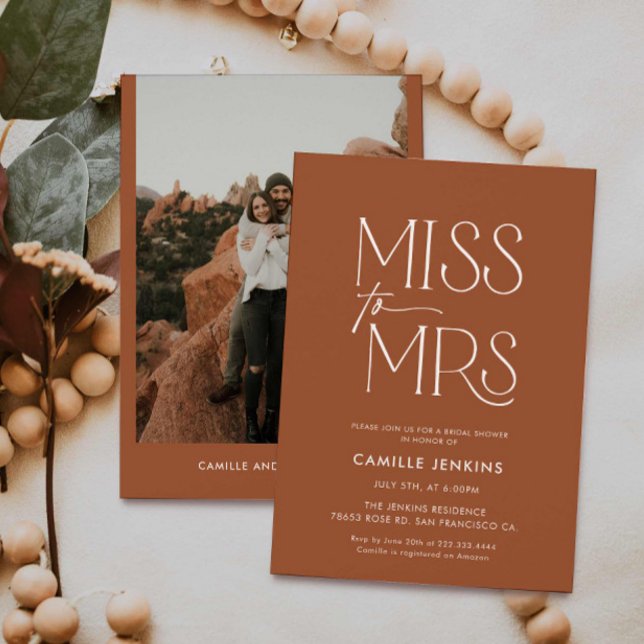 Invitation Fête des mariées minimale en terre cuite Boho (Boho Minimal Bridal Shower Invitation)