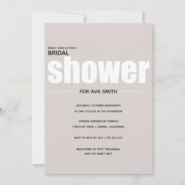 Invitation Fête des mariées minimaliste Dusty Rose (Devant)