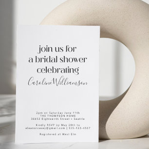 Invitation Fête des mariées minimaliste simple de typographie