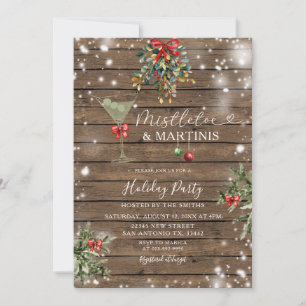 Invitation Fête des mariées Mistletoe & Martini de Noël en bo