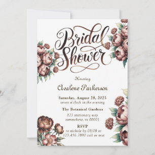 Invitation Fête des mariées Mocha Brown Peony