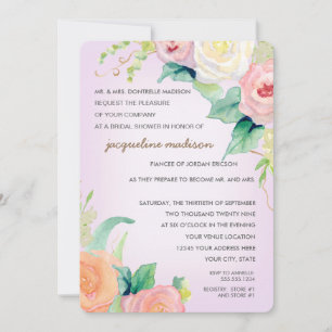 Invitation Fête des mariées Moderne Aquarelle Florale Roses