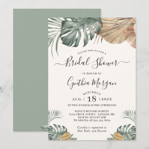 Invitation Fête des mariées moderne Boho Tropical Monstera Le