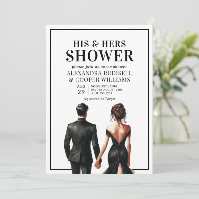 Invitation Fête des mariées moderne Couples Douche Wedding sh (Debout devant)